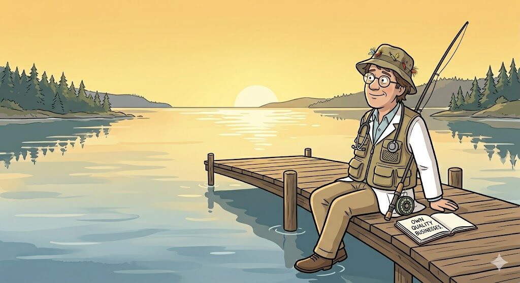 The doctor relaxed on a sunset dock at the end of a good day